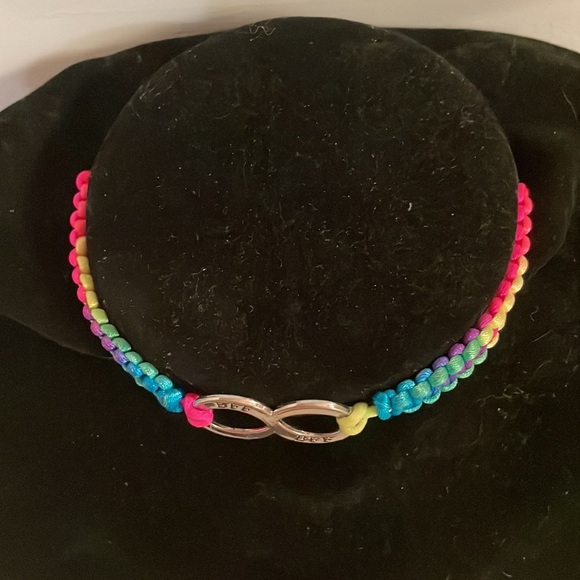 12” adjustable woven necklace w/best friends forever BFF silver tone pendant - Picture 6 of 13